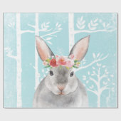 花が咲く幸せな動物 – バニー ラッピングペーパー (フラット)