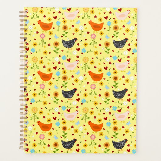 花が咲く庭の鶏 プランナー手帳 (正面)