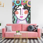 花が咲く彼女の髪の抽象芸術ポートレート キャンバスプリント (インサイチュ (リビング))