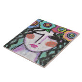 花が咲く彼女の髪の抽象芸術ポートレート タイル (側面)