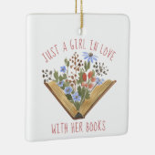 花が咲く本の恋人ブック セラミックオーナメント (右)