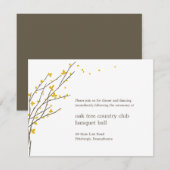 花が咲く枝の結婚披露宴カード-マスタード 招待状 (正面/裏面)