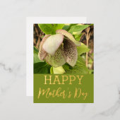 花が咲く母の日実在金ゴールド 箔シーズンポストカード (正面/裏面)