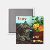 花が咲く猫楽しむ/モメン マグネット (正面/裏面)