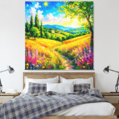 花が咲く田園風景 キャンバスプリント (インサイチュ (寝室))