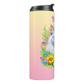 花が咲く白いペルシャパーソナライズされた猫 タンブラー (回転左)