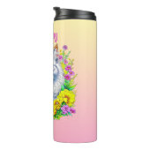 花が咲く白いペルシャパーソナライズされた猫 タンブラー (回転右)