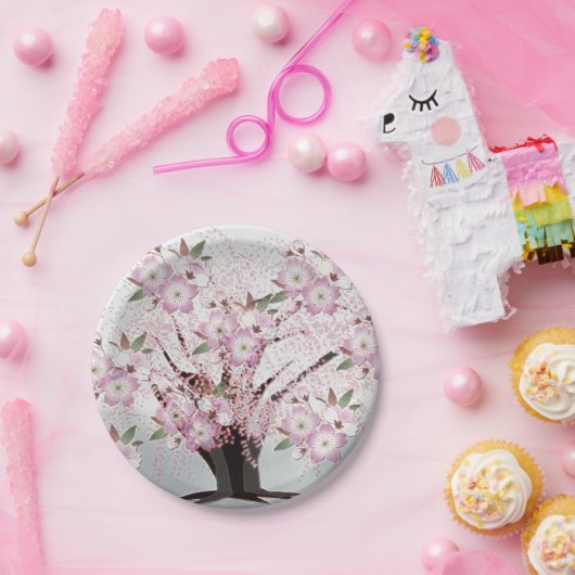 花が咲く白い折り紙結婚の誕生日 ペーパープレート (パーティー)