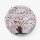 花が咲く白い折り紙結婚の誕生日 ペーパープレート (正面)