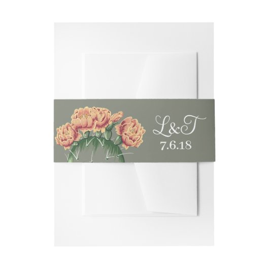 花が咲く砂漠のサボテン結婚梨 招待状ベリーバンド (正面例)