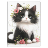 花が咲く素敵なタキシードの子猫 クリップボード (裏面)