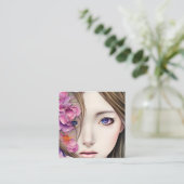 花が咲く美しいアニメガール スクエア名刺 (スタンド正面)