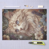 花が咲く美しい猫 薄葉紙 (クラフト)