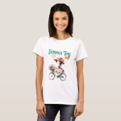 花が咲く自転車の女の子夏 Tシャツ (正面フル)