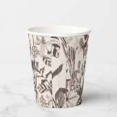 花が咲く華やかなタイル張りの装飾的なテクスチャ。 紙コップ (右)