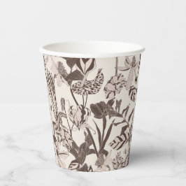 花が咲く華やかなタイル張りの装飾的なテクスチャ。 紙コップ