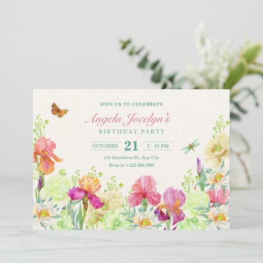 花が咲く誕生日 招待状 (スタンド正面)