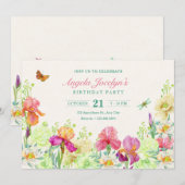 花が咲く誕生日 招待状 (正面/裏面)