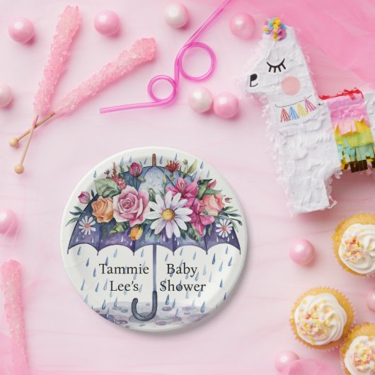 花が咲く赤ちゃんシャワー ペーパープレート (パーティー)