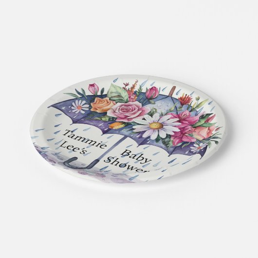 花が咲く赤ちゃんシャワー ペーパープレート (アングル)