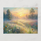 花が咲く風光明媚な草原 ポストカード (正面)
