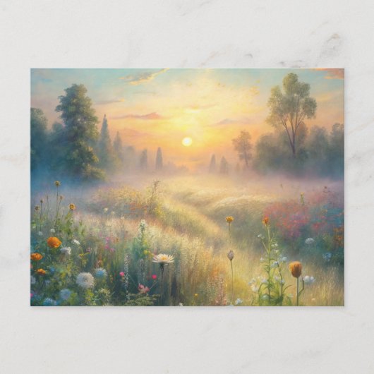花が咲く風光明媚な草原 ポストカード (正面)