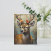 花が咲く鹿の〔雄ジカの〕枝角 ポストカード (スタンド正面)