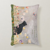 花が咲く黒猫 アクセントクッション (正面(垂直))