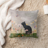 花が咲く黒猫 クッション (ブランケット)