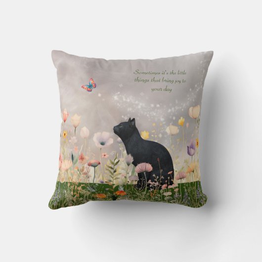 花が咲く黒猫 クッション (裏面)