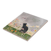 花が咲く黒猫 タイル (側面)