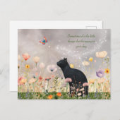 花が咲く黒猫 ポストカード (正面/裏面)