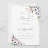 花が咲く アネモネのフレーム 花のブライダルシャワー 招待状 (正面)