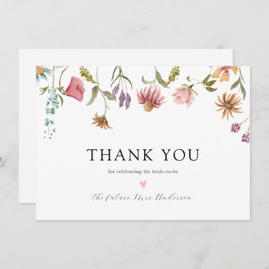 花が咲く ブライダルシャワーのお礼 サンキューカード (正面/裏面)