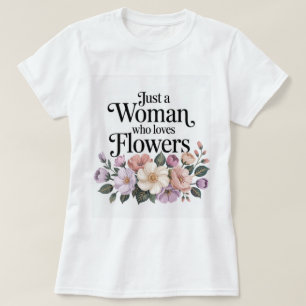 花が好きな女性Tシャツ(白) Tシャツ