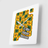 花が好ユニークき スクエア壁時計 (傾斜)