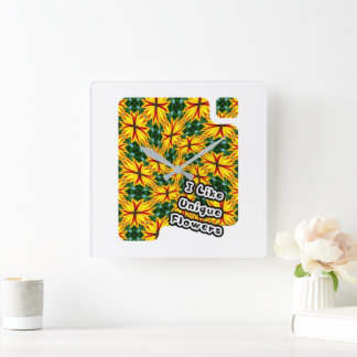 花が好ユニークき スクエア壁時計