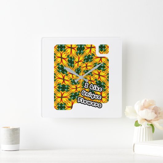 花が好ユニークき スクエア壁時計 (ホーム)