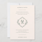 花が常緑樹のダイヤモンド結婚モノグラム 招待状 (正面)