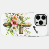 花が彩るスプリングハローのキリスト教の十字架 Case-Mate iPhoneケース (裏面 (横))