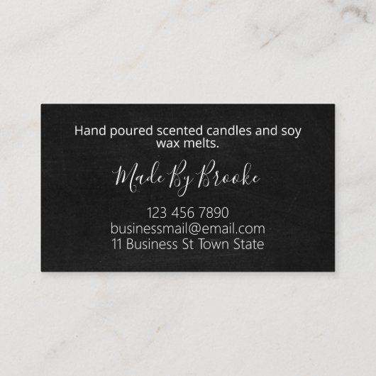 花が手素朴作りのろうそくと大豆ろうが溶ける 名刺 (裏面)