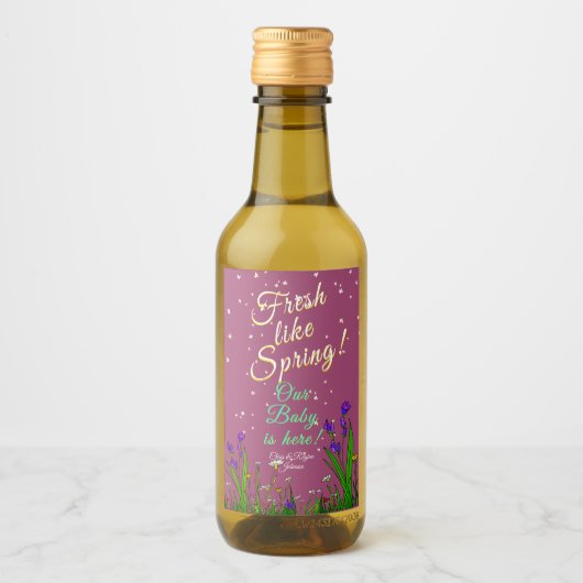 花が春のように新鮮にシャワー!バーガンディ ワインラベル (正面)