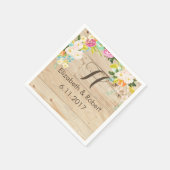 花が木目ライトに点灯 スタンダードカクテルナプキン (角)