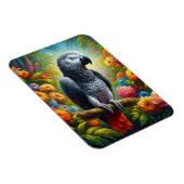 花が柔軟なアフリカのカラフル灰色のオウム マグネット (右側)