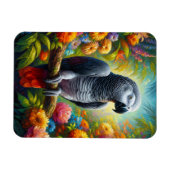 花が柔軟なアフリカのカラフル灰色のオウム マグネット (横)