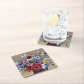 花が混ざった花瓶リドン スクエアペーパーコースター (インサイチュ)