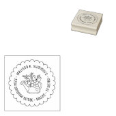 花が点在する庭の散水缶 ラバースタンプ (押印)