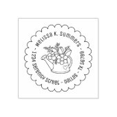 花が点在する庭の散水缶 ラバースタンプ (インプリント)