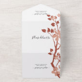 花が白いテラコッタ結婚ブランチ オールインワン招待状 (外側)