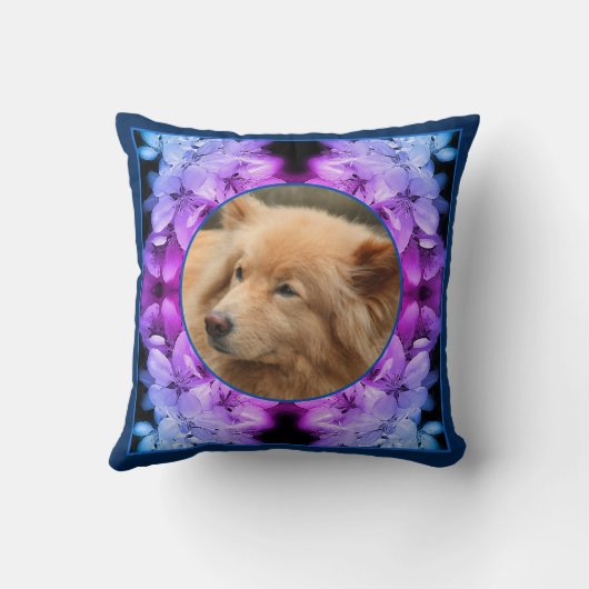 花が着色された自分の写真を作成 クッション (裏面)